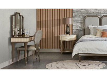 Tocador, cómoda, silla, mesa consola, lujo, madera maciza, 2 piezas.