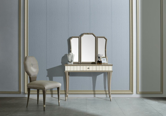 Tocador, cómoda, silla, mesa consola, lujo, madera maciza, 2 piezas.