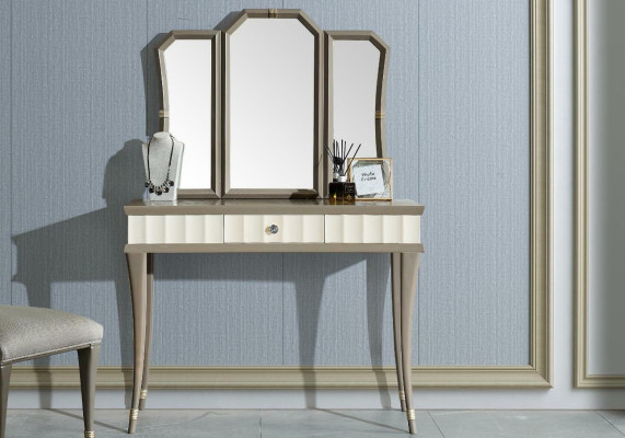 Tocador, cómoda, silla, mesa consola, lujo, madera maciza, 2 piezas.