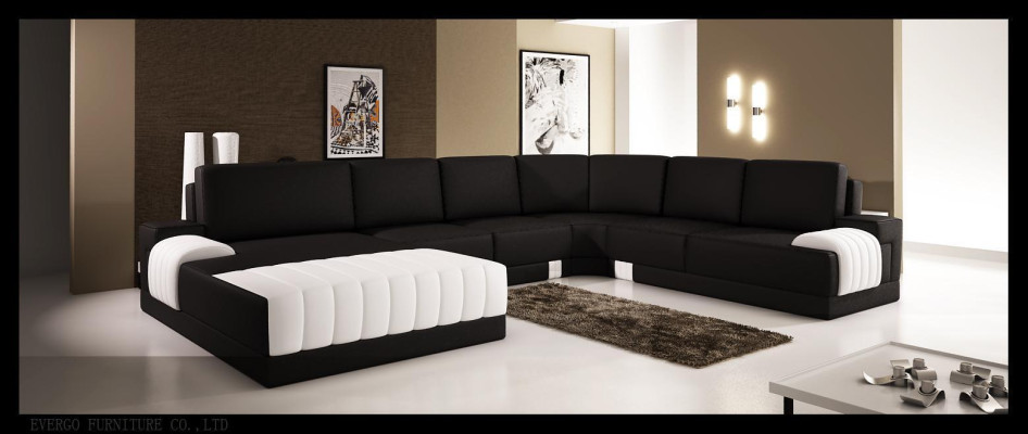 Sofá de cuero para asientos acolchados, sofá, sofá esquinero, juego de asientos acolchados en forma de U XXL Big.