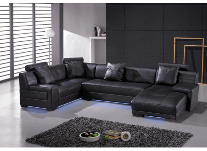 Sofá de cuero Sofá Sofá esquinero Sofá de esquina Conjunto de sala de estar Diseño moderno Decoración