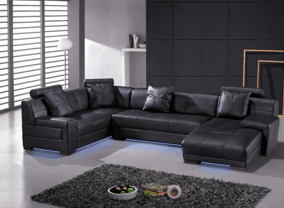 Sofá de cuero Sofá Sofá esquinero Sofá de esquina Conjunto de sala de estar Diseño moderno Decoración