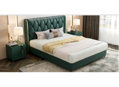 Cama Acolchada Diseño Lujo Doble Camas Hotel Matrimonio 180x200cm Cuero