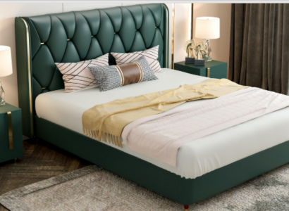 Cama Acolchada Diseño Lujo Doble Camas Hotel Matrimonio 180x200cm Cuero