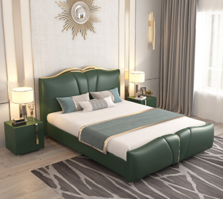 Cama de diseñador Dormitorio Camas Textil Cuero Hotel Lujo Tapizado