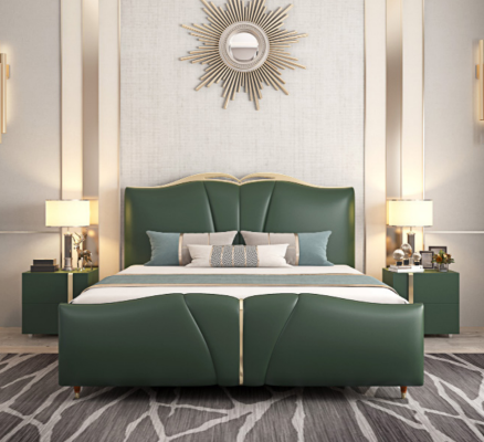 Cama de diseñador Dormitorio Camas Textil Cuero Hotel Lujo Tapizado