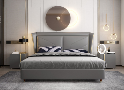 Cama Acolchado Diseño Lujo Doble Hotel Camas Matrimoniales Cuero 180x200cm