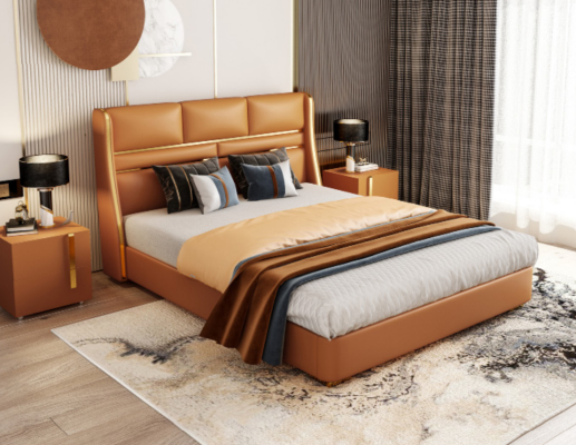 Cama clásica de madera doble estilo casa de campo dormitorio