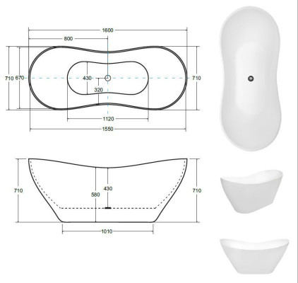 Baño dorado de diseñador. Bañera de lujo independiente en oro.