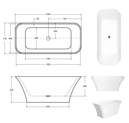 Baño exclusivo Bañeras de plata Bañera independiente de acrílico diseño