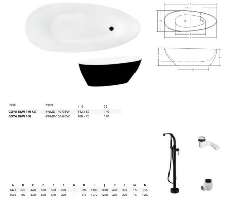 Baño de lujo Diseño Bañera independiente Bañera Baño moderno