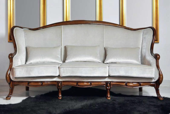Sofá de tres plazas de lujo de tela gris para la sala de estar, muebles clásicos de color marrón, nuevos