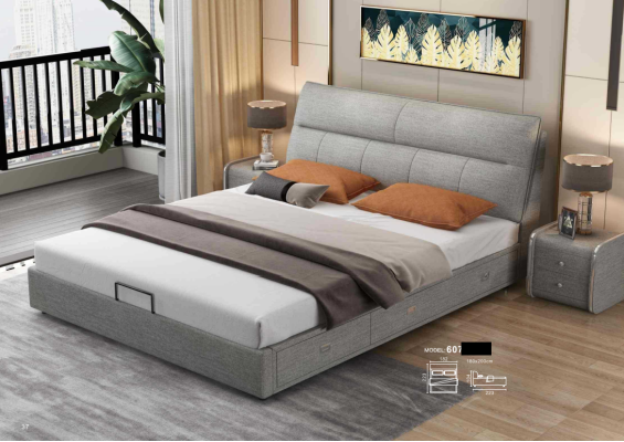 Diseño de cama de cuero moderna para hotel de lujo habitación doble matrimonial.