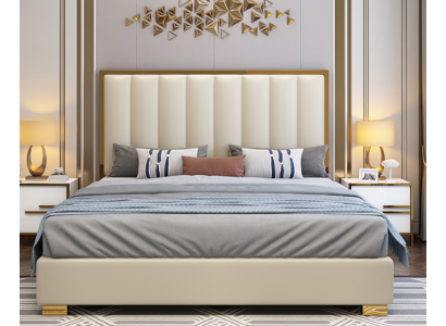 Cama camas madera cuero tapizado matrimonio diseño cuero hotel caja de resortes muebles