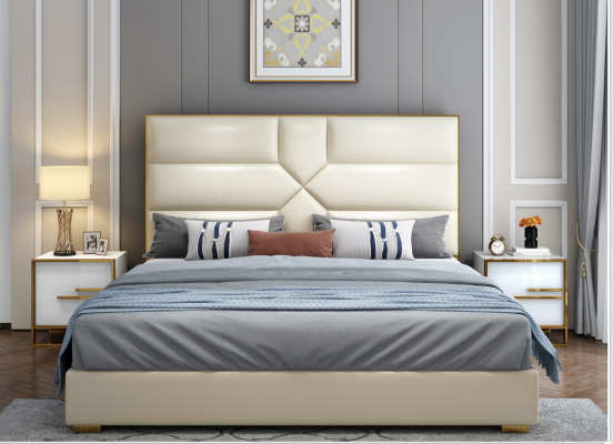 Diseño de cama de lujo para dormitorio acolchado de lujo cama doble del hotel Hotel