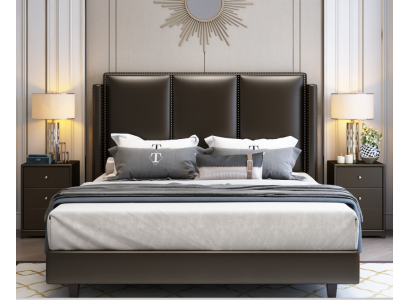 Estilo moderno cama cama doble dormitorio cuero acolchado tela camas dobles