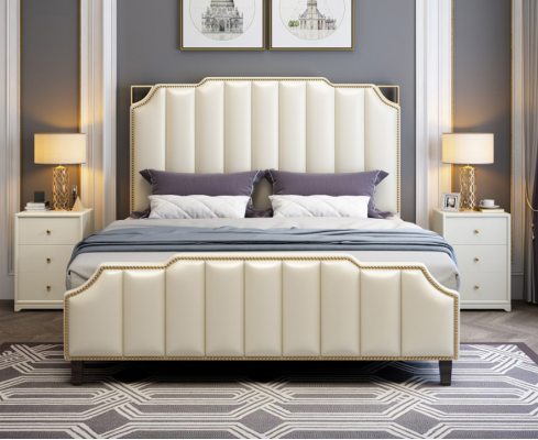 Cama tapizada de diseño de lujo doble cama de hotel matrimonial 180x200cm dormitorio.