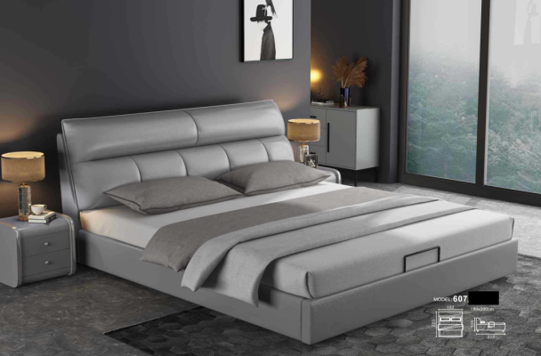 Cama de diseñador gris dormitorio camas textil cuero hotel tapicería