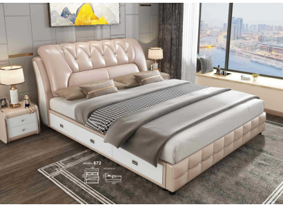 Cama de diseñador tapizado de lujo diseño cama doble Hotel 180x200cm