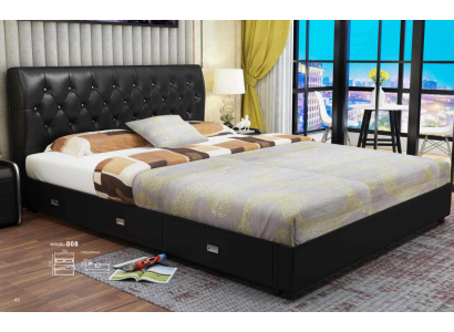 Chesterfield cama de diseñador Dormitorio Textil Cuero Tapizado Italiano