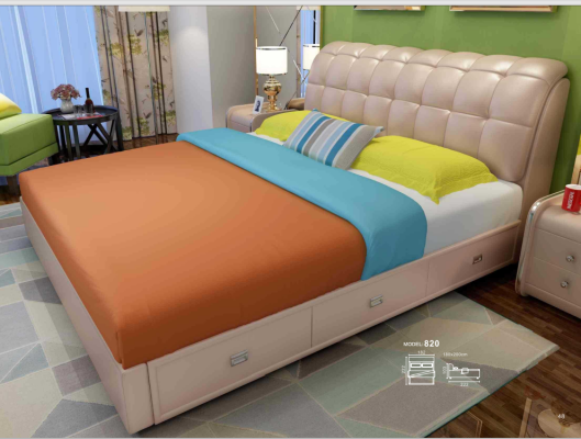 Cama Acolchada Diseño Lujo Decoración Doble Camas de Hotel Dormitorio Matrimonial Cuero