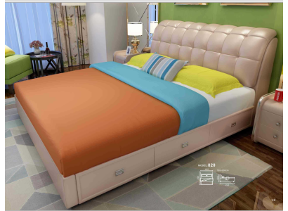 Cama Acolchada Diseño Lujo Decoración Doble Camas de Hotel Dormitorio Matrimonial Cuero