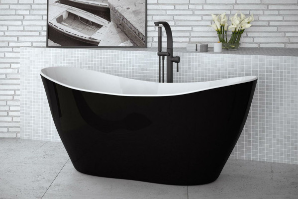 Bañera de diseño negra independiente de lujo en negro.