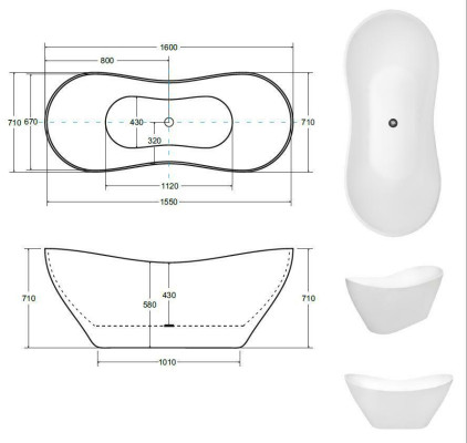 Bañera de diseño negra independiente de lujo en negro.