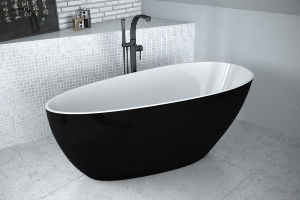 Moderna bañera exclusiva de diseño independiente bañera de baño independiente negra.