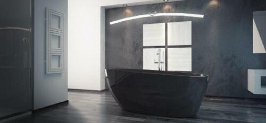 Bañera independiente de lujo en negro diseño de lujo baño bañeras.