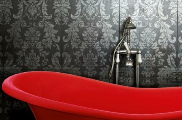 Baño de diseñador rojo Bañera de lujo independiente en rojo Baño de bañera