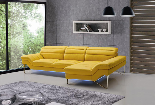 Sofá esquinero de cuero acolchado con funciones múltiples de diseño, nuevo.