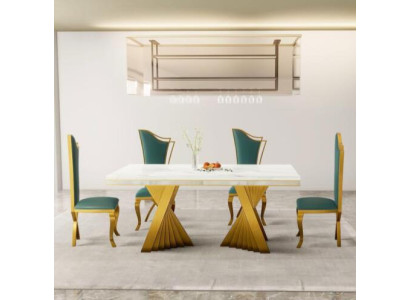 Mesa de comedor de lujo mesa de comedor de mesa de metal dorado mesas de comedor muebles decoración.
