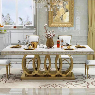 Mesa de comedor de lujo mesa de comedor metal dorado mesas muebles decoración