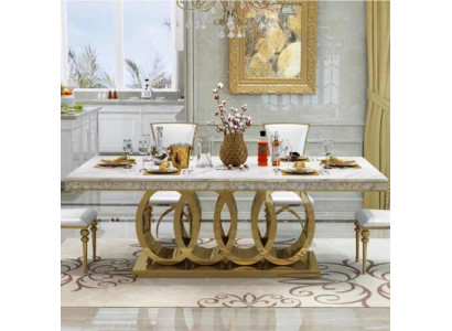Mesa de comedor de lujo mesa de comedor metal dorado mesas muebles decoración