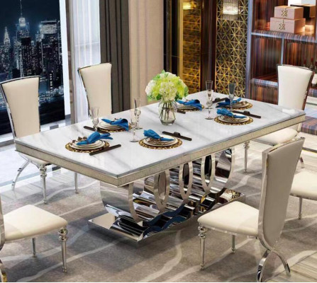 Mesa de comedor de lujo mesa de comedor metal dorado mesas muebles decoración