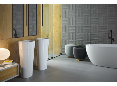 Lavabo de diseño moderno de acrílico para baño, pedestal independiente.