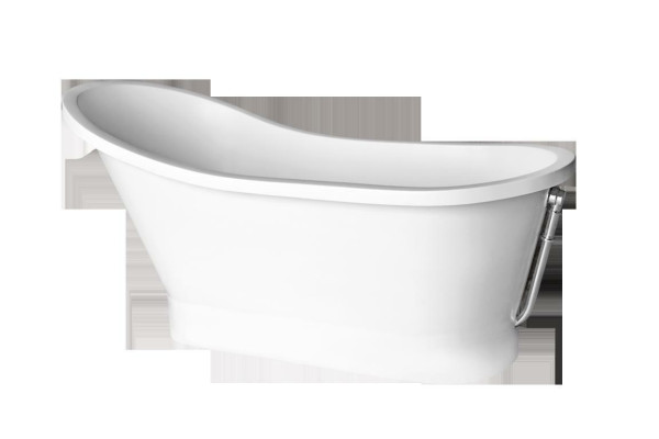 Baño moderno independiente con bañera de diseño clásico.