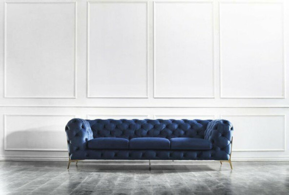 Chesterfield sofá de diseñador de tela de terciopelo de alta calidad.