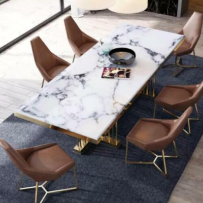 Muebles Mesa Mesas Diseño de comedor Cocina Lujo Mesa de comedor de mármol moderno 90x160