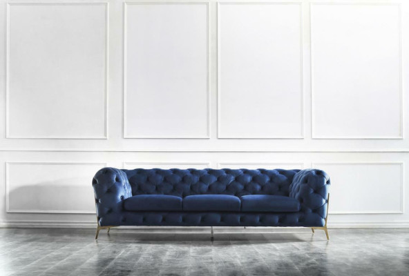 Sofá Chesterfield de textil de tapicería asiento sofá grande XXL 3 plazas de tela.