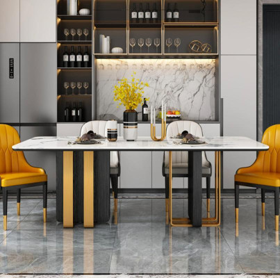 Mesas de comedor de mármol, mesa de comedor moderna, muebles mesas de diseño mesa comedor metal nuevo