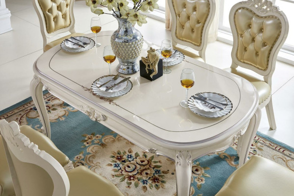 Sillas clásicas Chesterfield beige de diseño x6 Juego de sillas para comedor