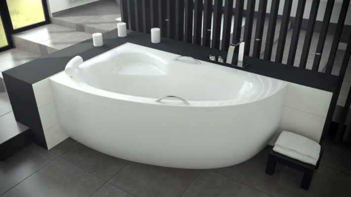 Bañera de esquina de baño con forma desigual Diseño de bañera blanca