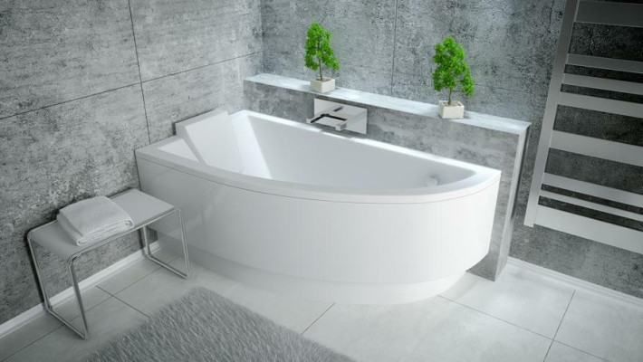 Diseño bañera esquinera acrílica moderna decorativa.