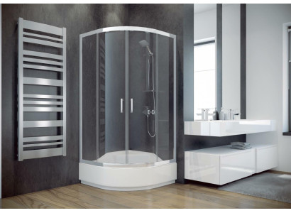 Cabina de ducha de cuarto de círculo, ducha de esquina, mampara de ducha de cristal, ducha redonda.