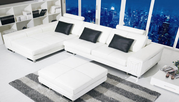 Sofá esquinero sofá sofá tapizado sofá de cuero con estante asiento conjunto de sofás esquina GenovaS