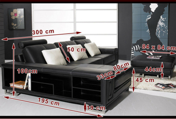 Sofá esquinero sofá sofá tapizado sofá de cuero con estante asiento conjunto de sofás esquina GenovaS