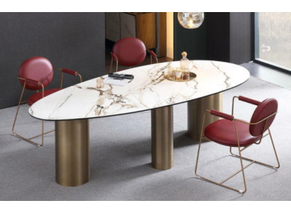 Muebles de comedor acero inoxidable Mesa ovalada Diseño de mesa Mesa de comedor de lujo Redonda Nueva
