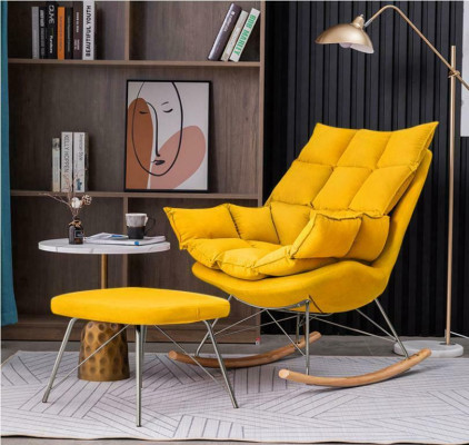 Silla de diseño de metal acolchada Loungue balancín asiento sala de estar balancín